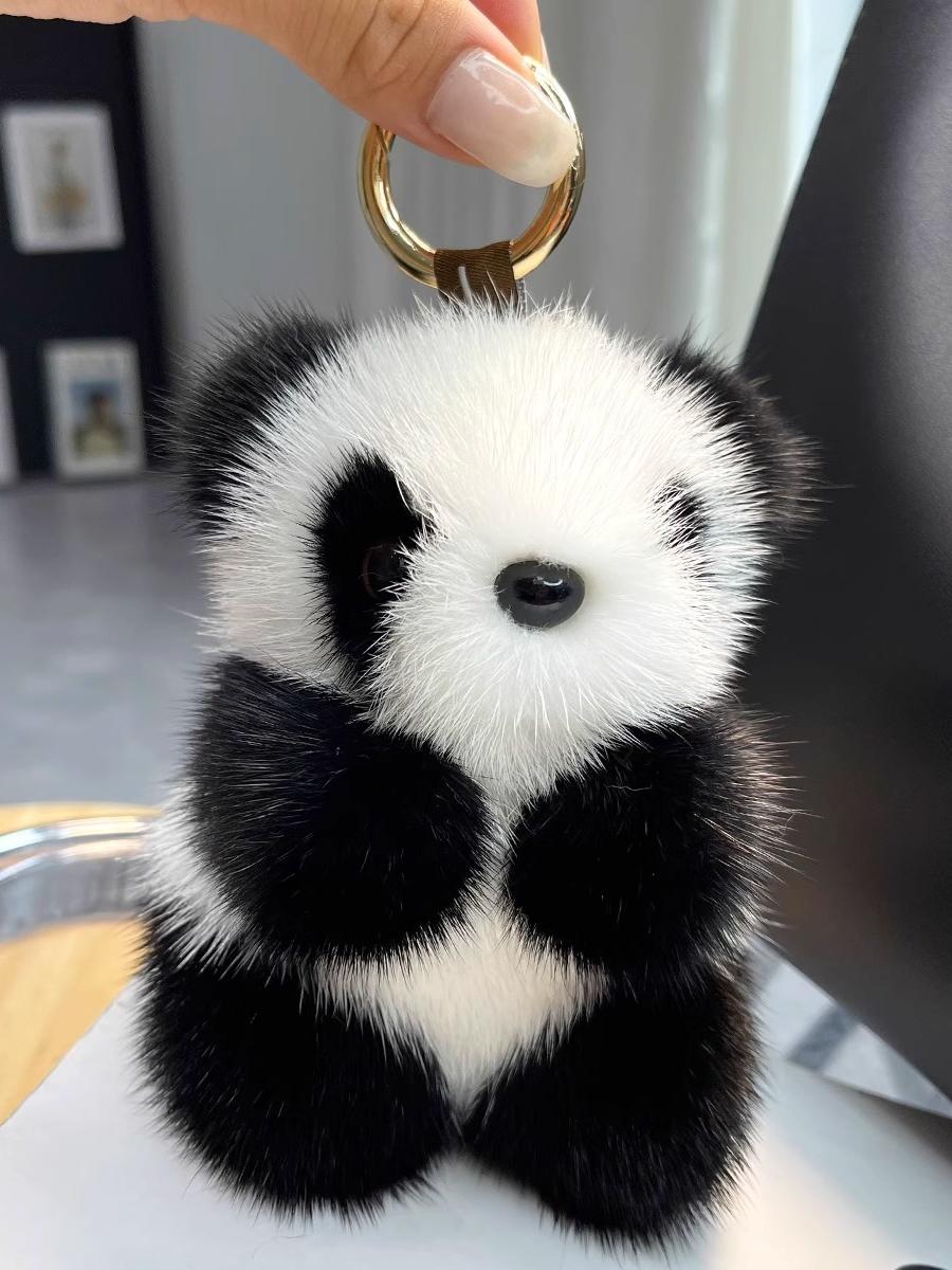 Super soft Imitation mink fur panda car keychain pendant,SooSweetShop.ca