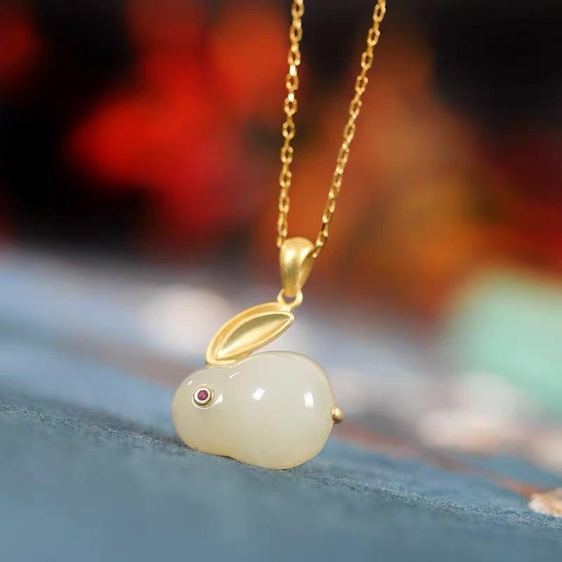 Lucky Jade Rabbit Necklace,SooSweetShop.ca