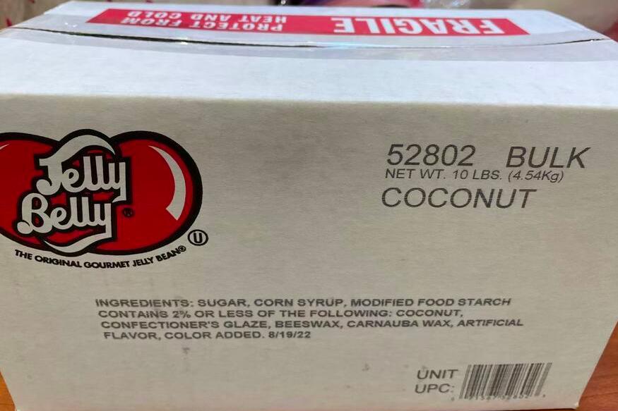 Ingredients of Jelly Belly Bean Coconut,SooSweetShop.ca
