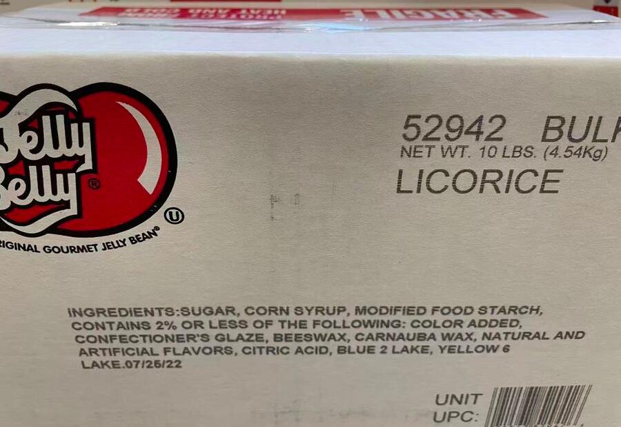 Ingredients of Jelly Belly Bean Licorice,SooSweetShop.ca