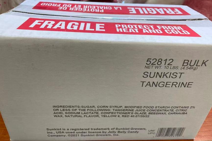 Ingredients of Jelly Belly Bean Tangerine,SooSweetShop.ca