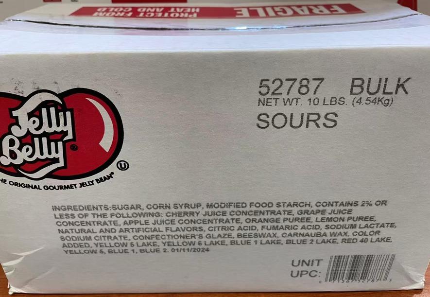 Ingredients of Jelly Belly Bean Sassy Sours,SooSweetShop.ca