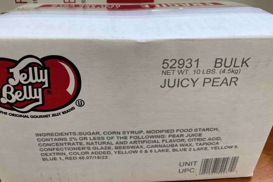 Ingredients of Jelly Belly Bean Juicy Pear flavour,SooSweetShop.ca