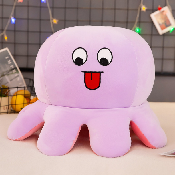 Double-sided expressions flipped octopus plush toy 25cm,SooSweetShop.ca