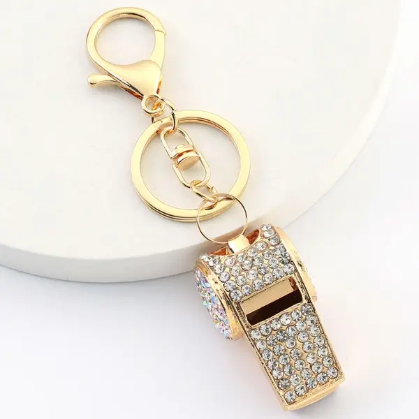 Exquisite rhinestone metal double-layer whistle keychain, Canadian Online Candy and Stuffed Animal Shop, SooSweet Shop DBA Sweet Factory