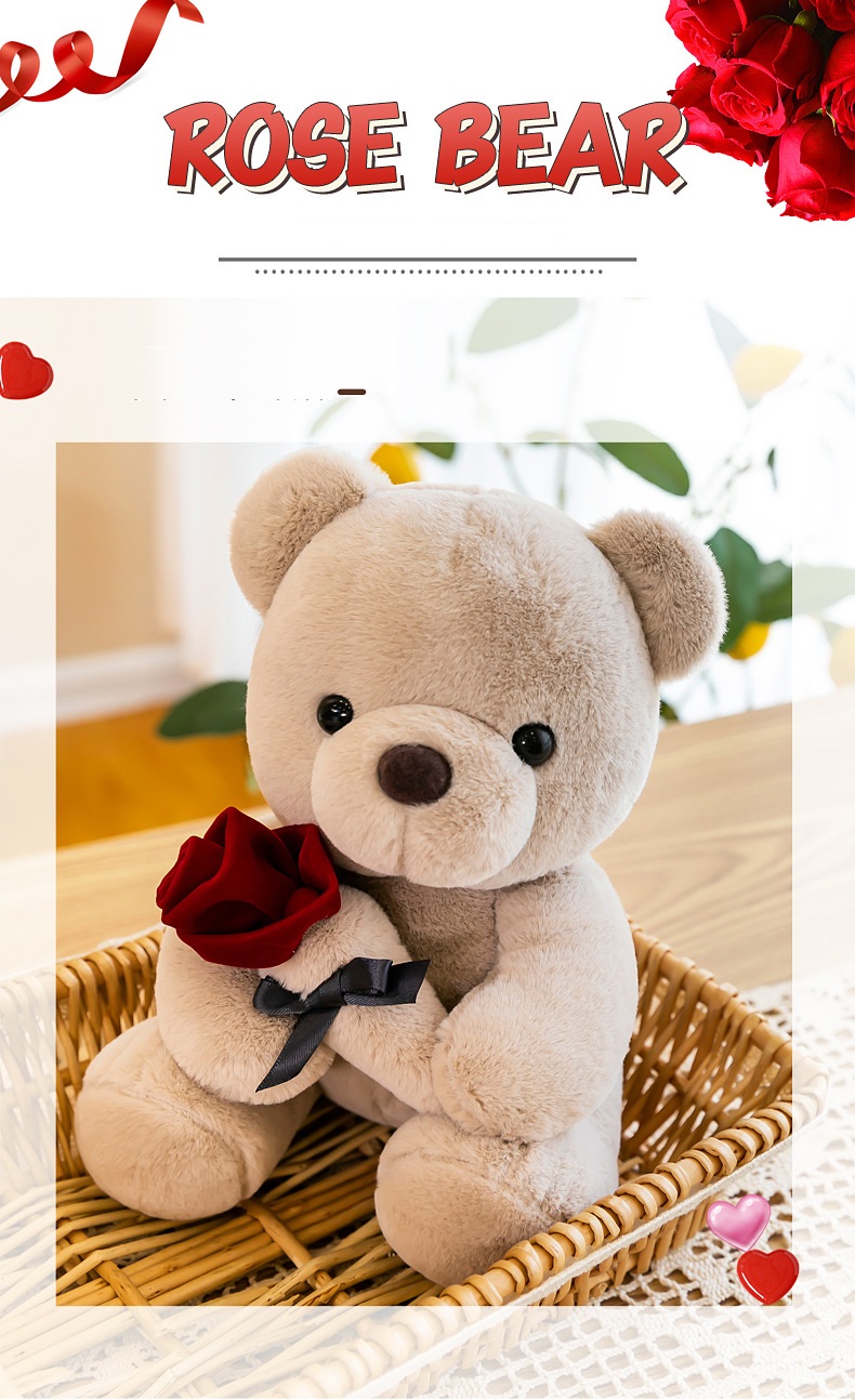Rose teddy bear plush toy for girls Valentines Day gift, Canadian Online Candy and Stuffed Animal Shop, SooSweet Shop DBA Sweet Factory